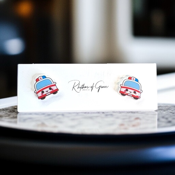 Ambulance Stud Earrings - Your Stylish Lifesaver! 🚑 NWT Healthcare Hero Studs - Picture 4 of 4